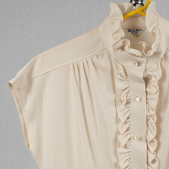 Vintage 70s Mardi Modes ruffle button down blouse size 12 - Picture 6 of 6